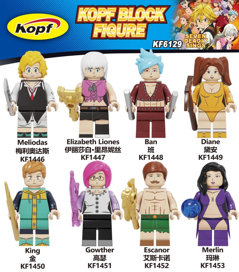 Bộ 8 Mô Hình Nhân Vật Seven Deadly Sins Kopf KF1452 Meliodas