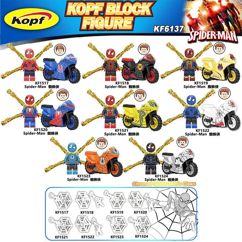 Bộ lắp ghép Người Nhện KF1524 Kopf kèm xe mô tô, đồ chơi lắp ráp siêu anh hùng cho bé trai 6 tuổi giá tốt.