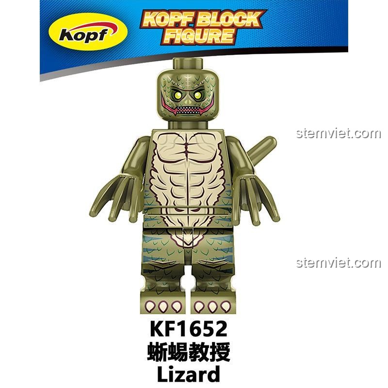 Mô hình lắp ráp Người Thằn Lằn Lizard Kopf KF1652 chi tiết, đồ chơi xếp hình Quái Vật Lizard cho bé trai 6 tuổi, chất liệu nhựa ABS an toàn