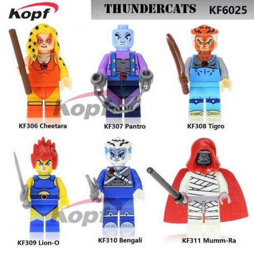 Bộ đồ chơi ThunderCats KF6025 Kopf, bộ 6 minifigure nhân vật ThunderCats Lion-O, Cheetara, Pantro, Tigro, Bengali, Mumm-Ra, đồ chơi lắp ghép chất lượng cao cho bé trai 6 tuổi, giá tốt.