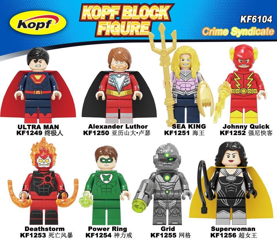 Minifigure Ultra Man và Alexander Luthor trong bộ lắp ghép Siêu anh hùng DC Kopf KF6104, chi tiết sắc nét, đồ chơi mô hình cho bé trai.