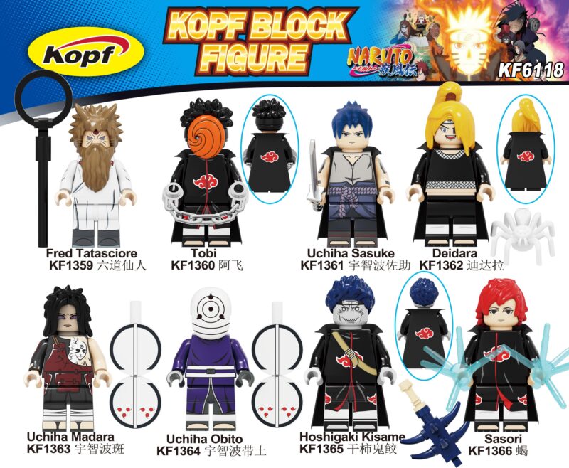 Bộ 8 Minifigure Naruto KF6118 - Uchiha Sasuke