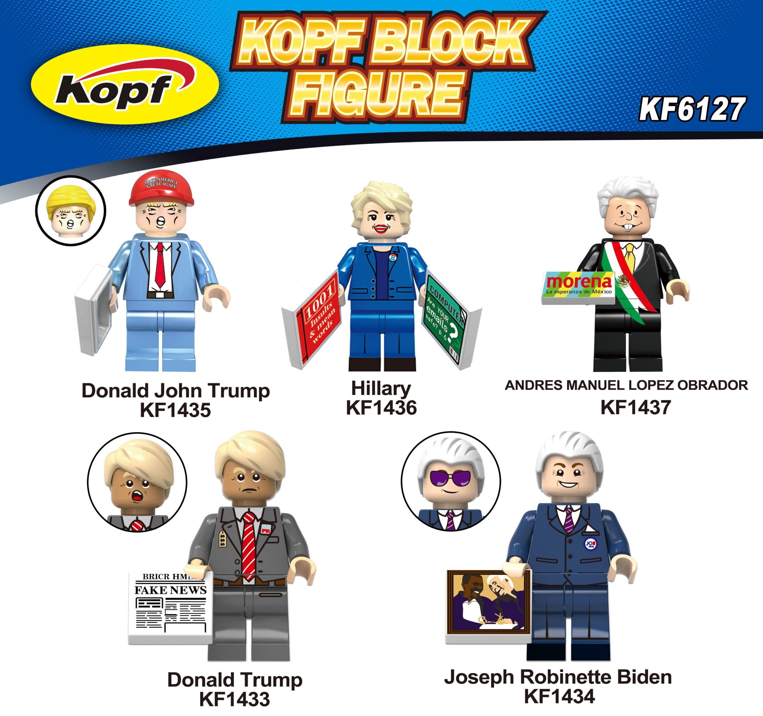 Bộ đồ chơi lắp ghép Kopf KF6127 minifigure chính trị gia nổi tiếng, phù hợp cho bé trai và bé gái 8 tuổi, chất lượng cao, giá tốt.