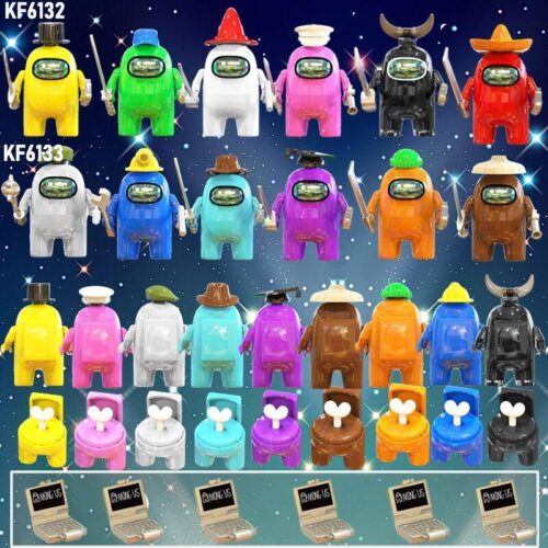 Bộ đồ chơi lắp ráp Kopf KF6132 Among Us phiên bản nâng cấp với 6 minifigure đầy màu sắc, có kiếm và mũ, phù hợp cho bé trai và bé gái từ 6 tuổi, giá tốt.