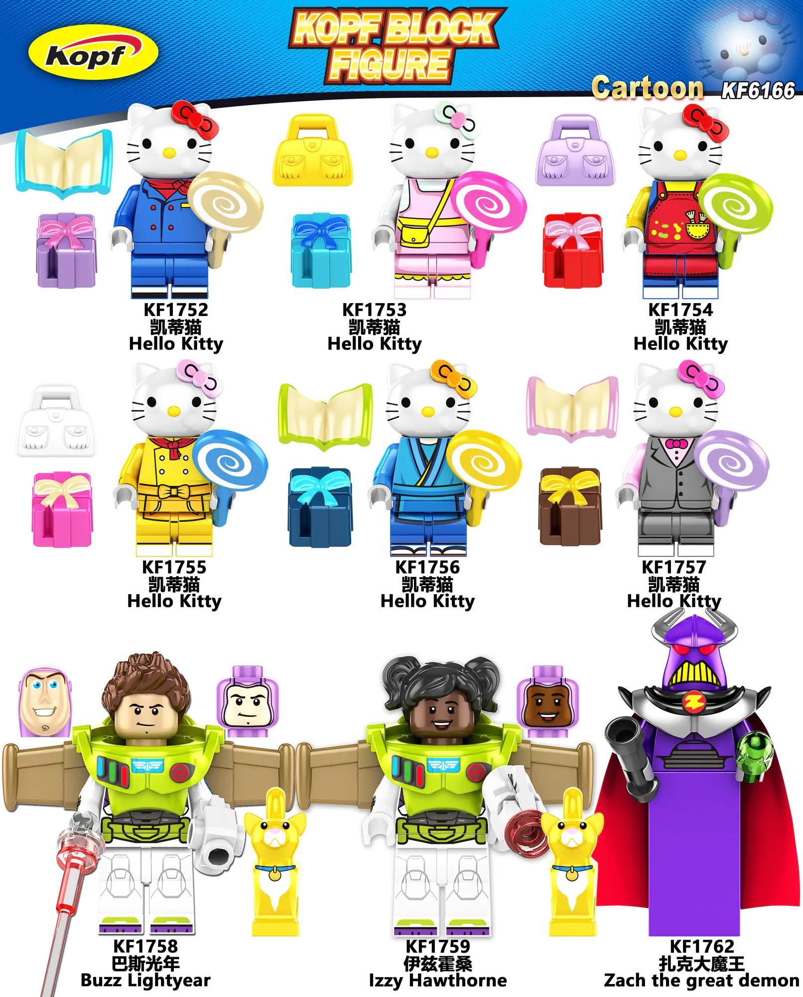 Bộ minifigure Hello Kitty và Toy Story Kopf KF6166, đồ chơi mô hình giá rẻ cho bé gái 6 tuổi.