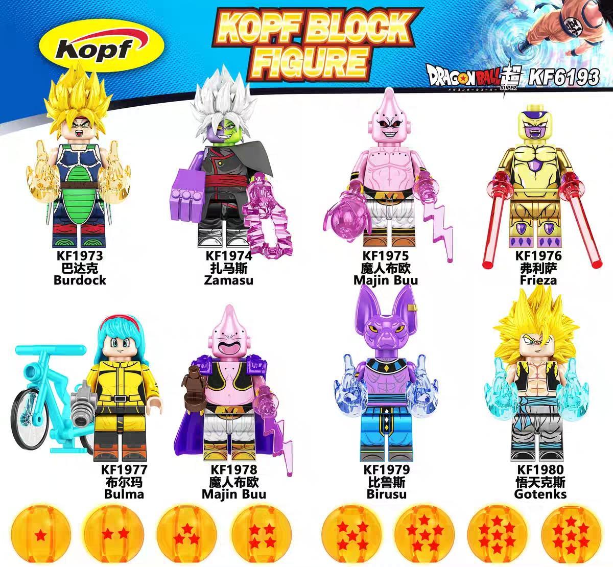Bộ 8 Minifigures Dragon Ball Kopf KF6193, đồ chơi mô hình nhân vật Dragon Ball cho bé trai 6 tuổi, giá tốt.