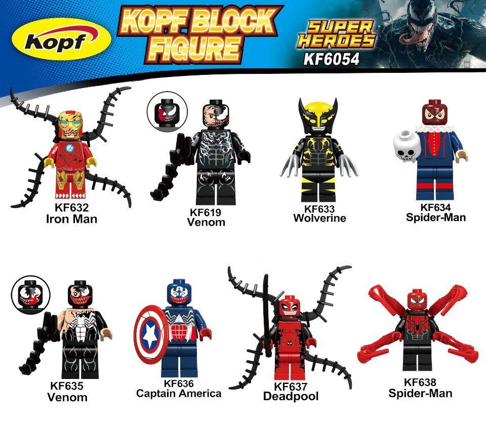 Minifigure Iron Man Symbiote Kopf KF632, đồ chơi mô hình Người Sắt phiên bản Venom giá rẻ cho bé trai 6 tuổi.