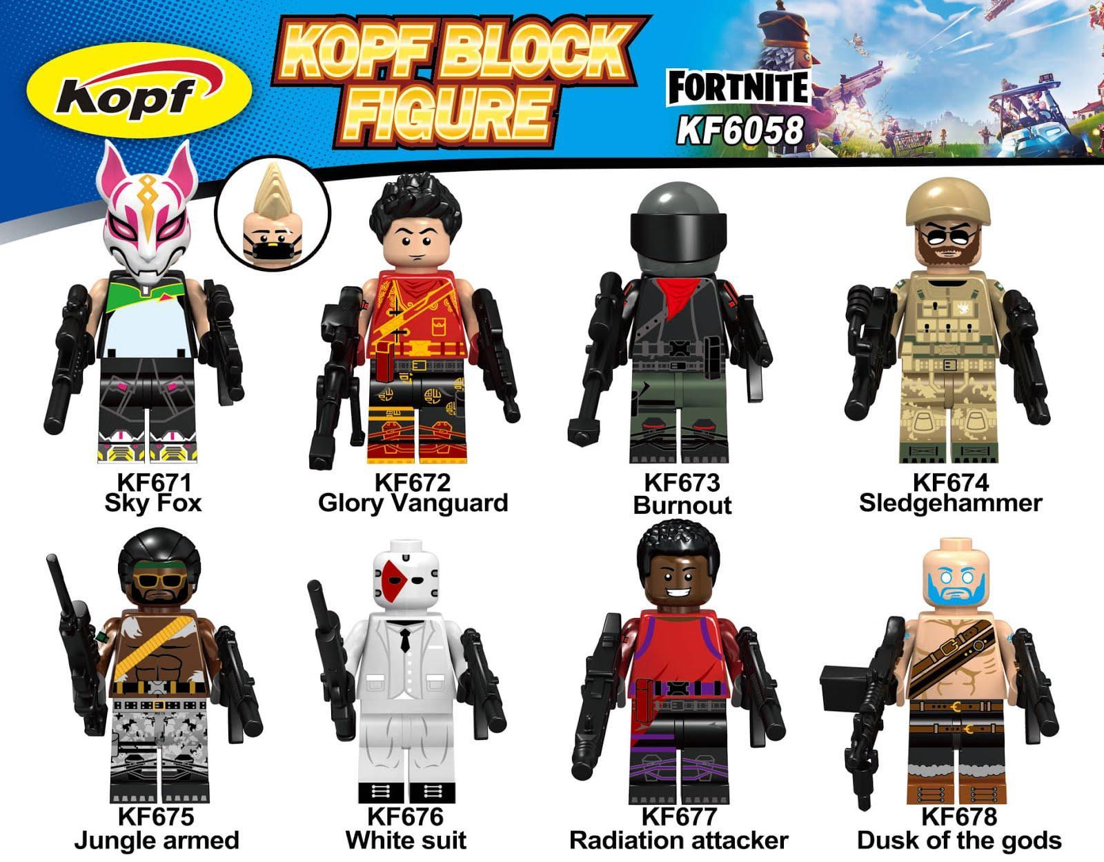 Đồ chơi mô hình Minifigure Sky Fox Fortnite Kopf KF671, nhân vật game nổi tiếng cho bé trai 6 tuổi, giá rẻ.