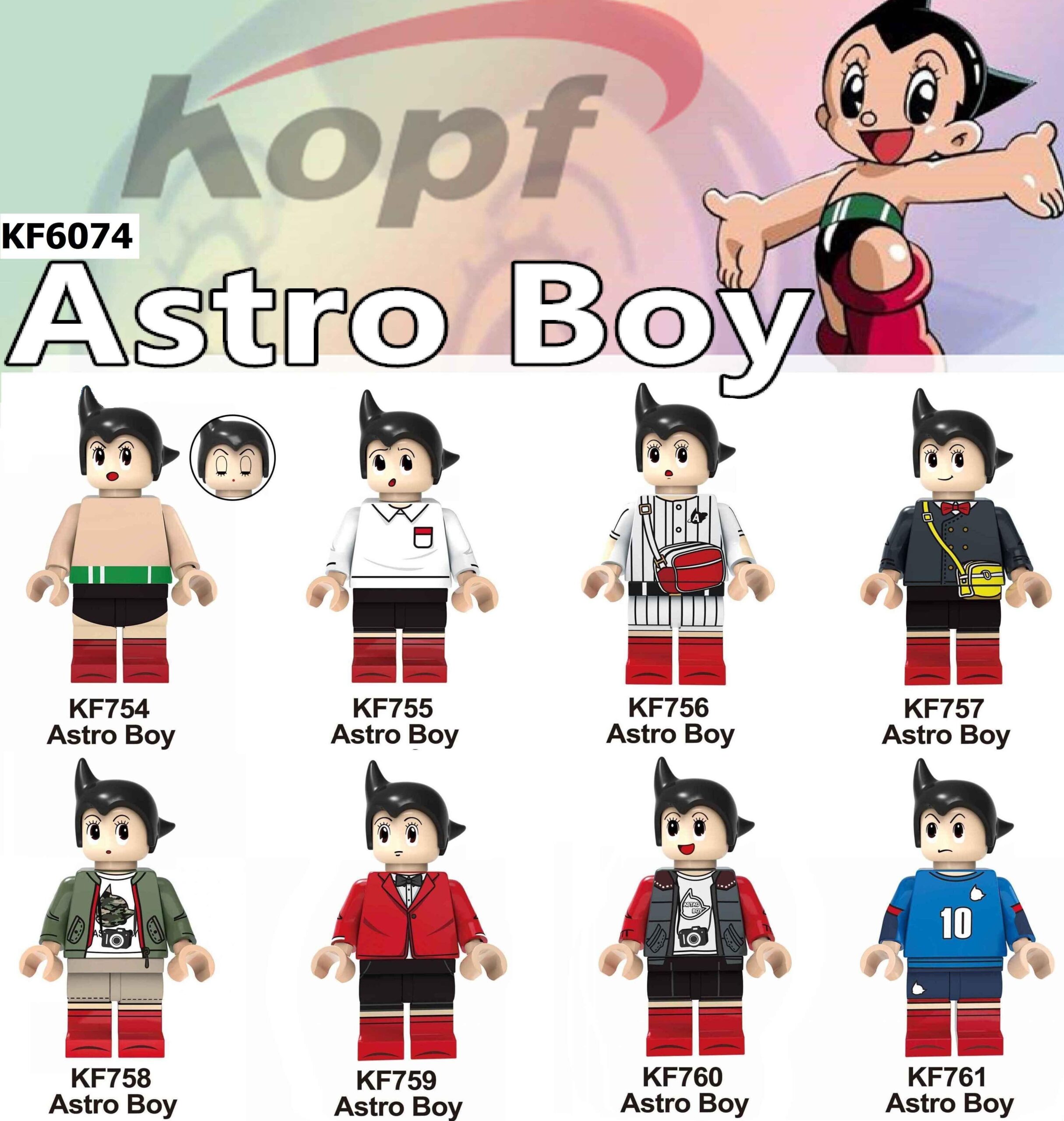 Minifigure Astro Boy KF757 Kopf, bộ đồ chơi mô hình Astro Boy, đồ chơi lắp ghép cho con trai 6 tuổi, giá tốt.