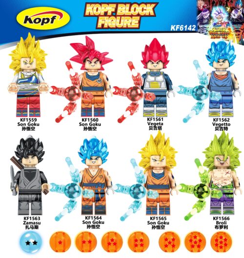 Kopf KF1565 Bộ 8 Minifigure Dragon Ball Son Goku Vegeta Zamasu Broly