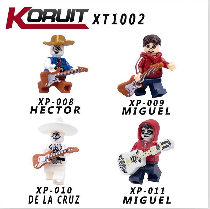 Bộ minifigure Coco KORUIT KT1002 với 4 nhân vật Hector, Miguel, De La Cruz, Miguel phiên bản xương. Đồ chơi mô hình lắp ghép cho bé trai và bé gái từ 6 tuổi, giá tốt.