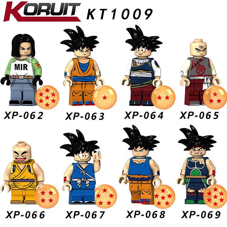 Bộ 8 Minifigure Dragon Ball KORUIT KT1009 chất lượng cao, đồ chơi lắp ghép nhân vật Dragon Ball cho bé trai 6 tuổi, giá tốt.