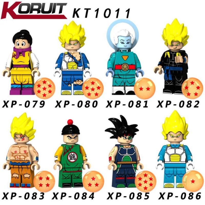 Bộ 8 minifigure Dragon Ball KORUIT KT1011 giá rẻ cho bé trai 6 tuổi. Bao gồm các nhân vật Son Goku, Vegeta, Chi-Chi, Bardock và các nhân vật khác.