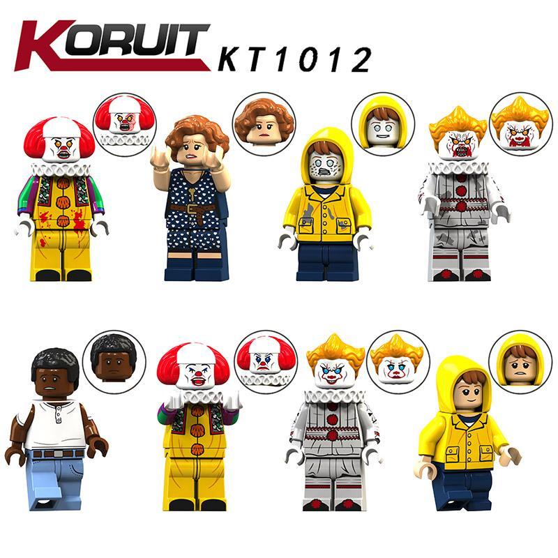 Bộ minifigure Gã Hề Ma Quái Pennywise Koruit KT1012, đồ chơi mô hình Chú hề IT giá rẻ cho người hâm mộ phim kinh dị từ 16 tuổi.
