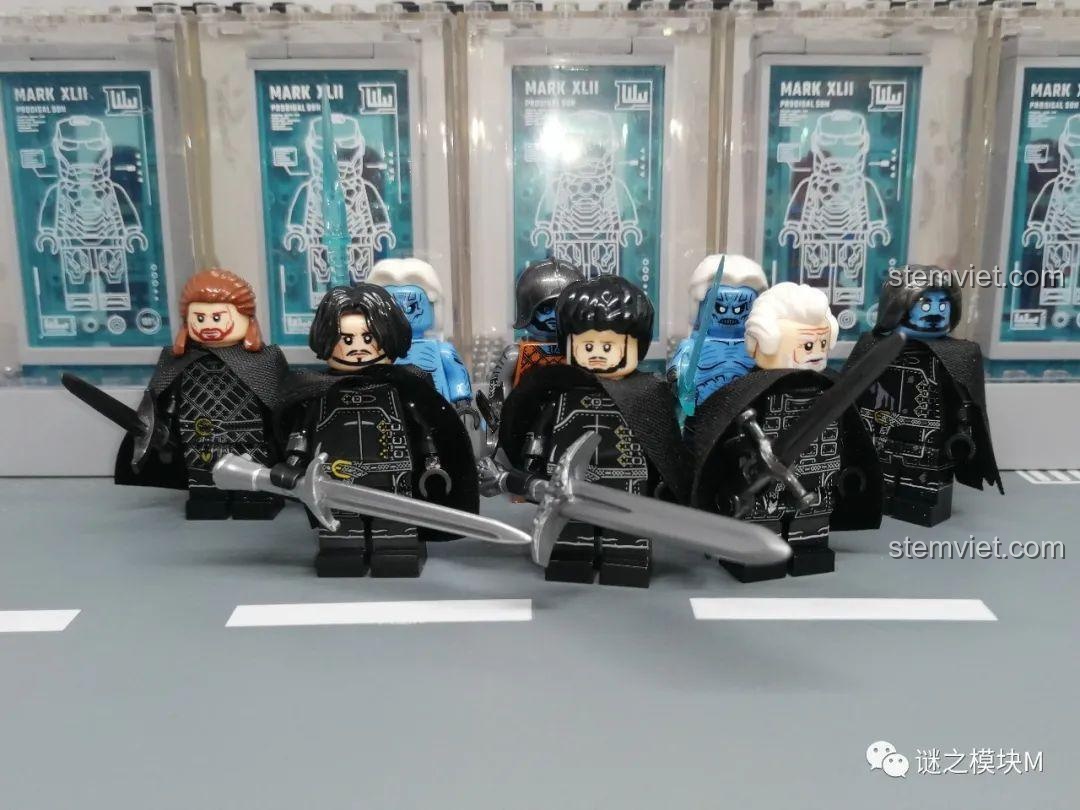 Ảnh chụp toàn bộ 8 minifigure trong bộ KORUIT KT1024 Game of Thrones.