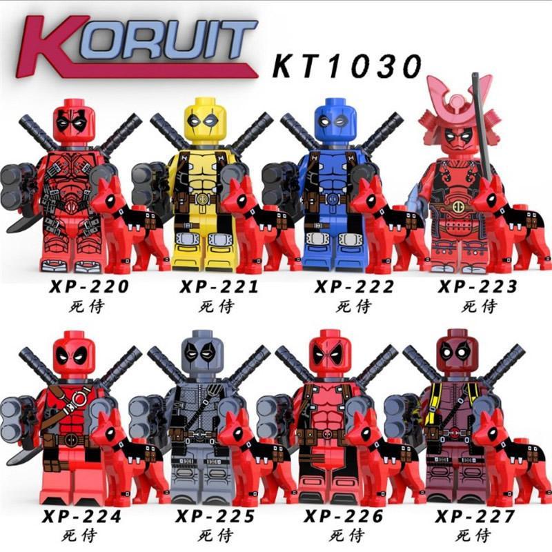 Bộ 8 minifigure Deadpool KORUIT KT1030 giá rẻ, đồ chơi mô hình siêu anh hùng Marvel cho bé trai 6 tuổi. Tương thích LEGO®, chất lượng cao.