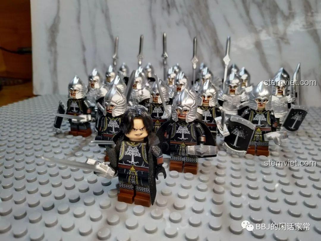 Đội hình Lính Gondor KORUIT KT1051, bộ lắp ghép chất lượng cao, các chiến binh Chúa Tể Của Những Chiếc Nhẫn sẵn sàng chiến đấu.