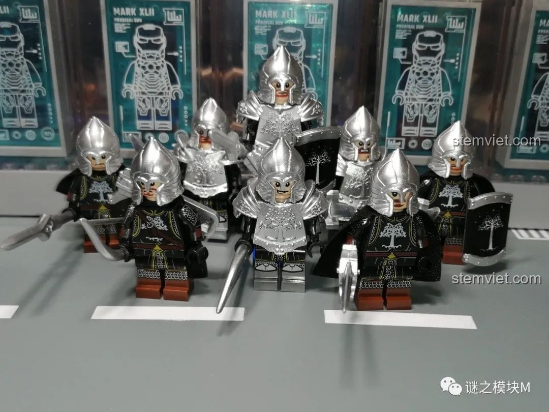 Minifigure Hiệp sĩ Thiên Nga Dol Amroth Koruit KT1051 cầm kiếm và khiên, mũ trụ cánh thiên nga.