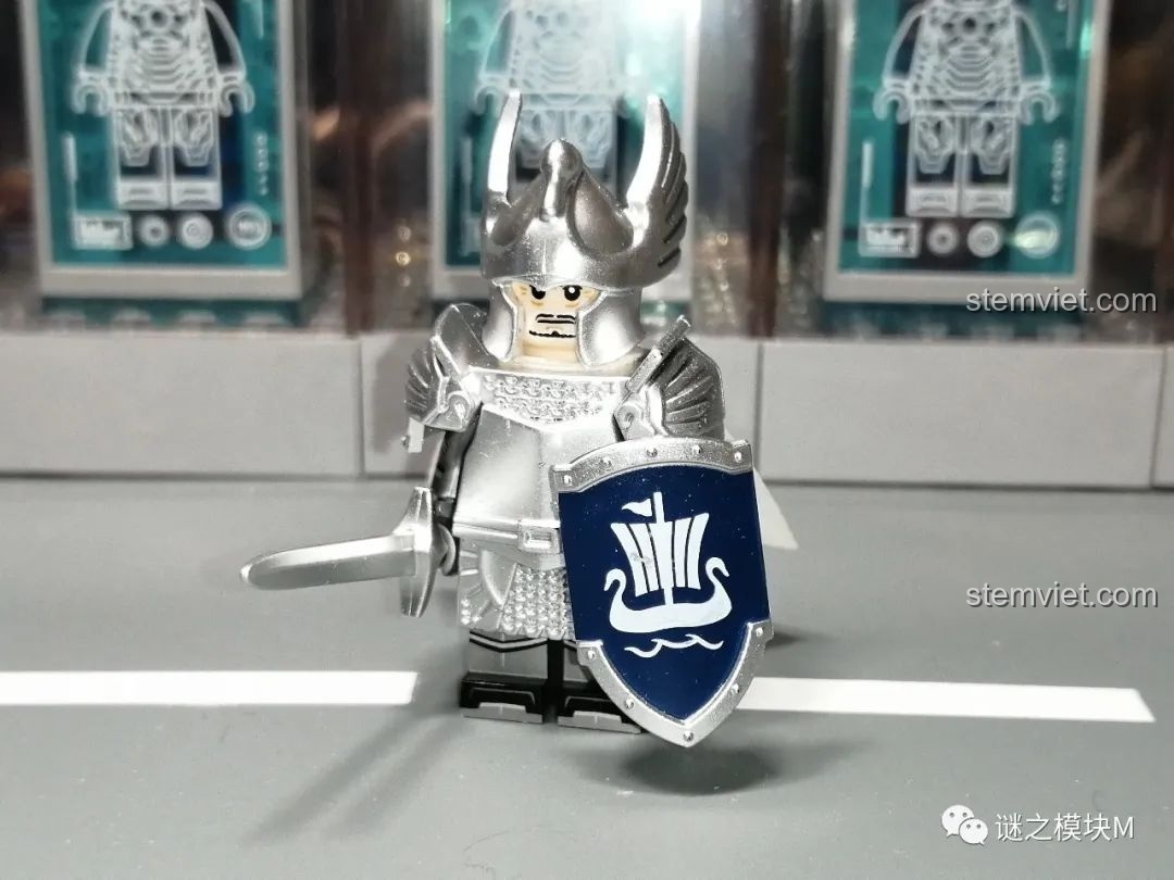Thân minifigure Hiệp sĩ Thiên Nga Dol Amroth Koruit KT1051, chi tiết in ấn giáp bạc và biểu tượng thiên nga.