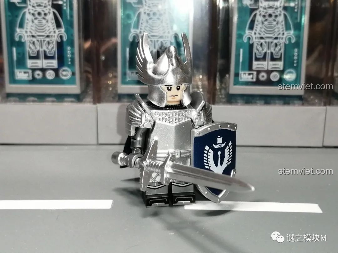 Minifigure Hiệp sĩ Thiên Nga Dol Amroth Koruit KT1051 cầm vũ khí khác và khiên.