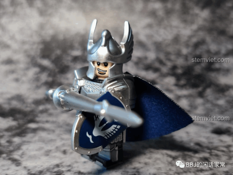 Đội hình minifigure KORUIT KT1051 với giáp bạc, đồ chơi mô hình Hiệp Sĩ Thiên Nga Dol Amroth, chi tiết ấn tượng.