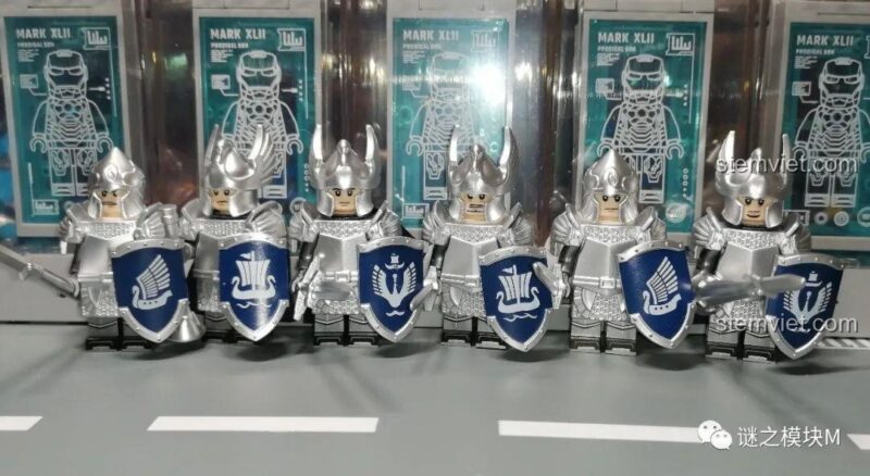 Chi tiết in ấn mặt sau minifigure Kỵ Sĩ Thiên Nga Dol Amroth KORUIT KT1051 kiểu B, đồ chơi mô hình.
