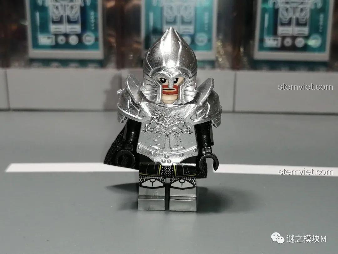 Chi tiết in ấn minifigure lính Gondor KORUIT KT1014 kiểu B, bộ đồ chơi Chiến binh Gondor.