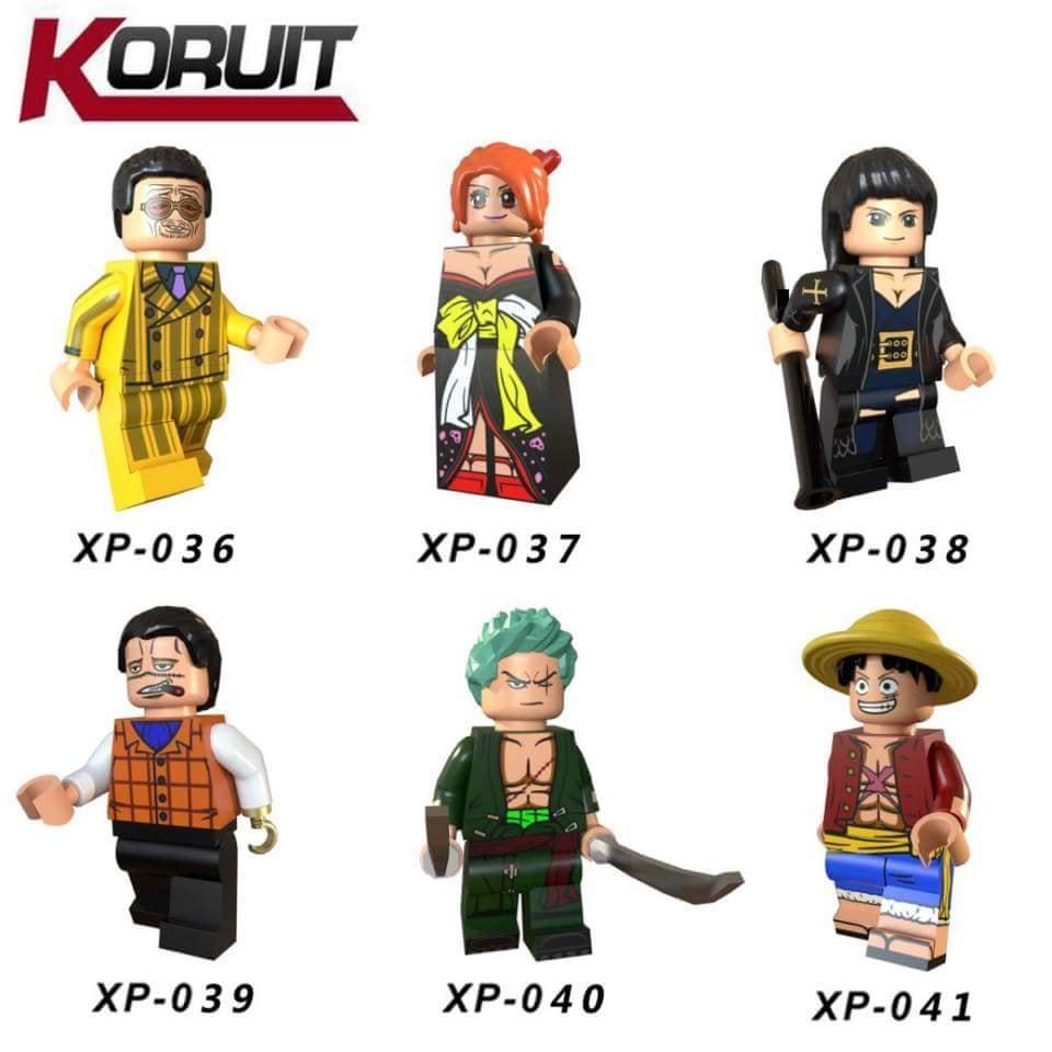Bộ đồ chơi Nhân vật One Piece KORUIT XP-036, bộ 6 minifigure One Piece Luffy Zoro Nami Sanji Usopp Franky, đồ chơi lắp ghép cho bé trai 8 tuổi, giá tốt.