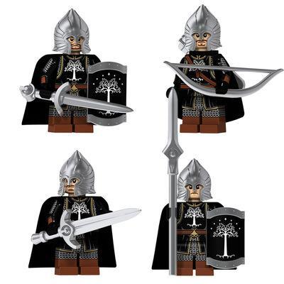 Bộ 4 minifigure Binh lính Gondor KORUIT XP-103 từ Chúa Tể Những Chiếc Nhẫn, đồ chơi lắp ráp giá rẻ cho bé trai 6 tuổi.