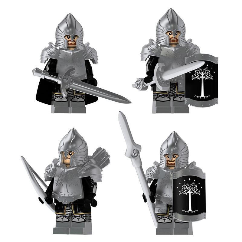 Bộ 4 minifigure lính Gondor KORUIT XP-109 chất lượng cao, đồ chơi lắp ráp tương thích LEGO® cho bé trai 8 tuổi, giá tốt.