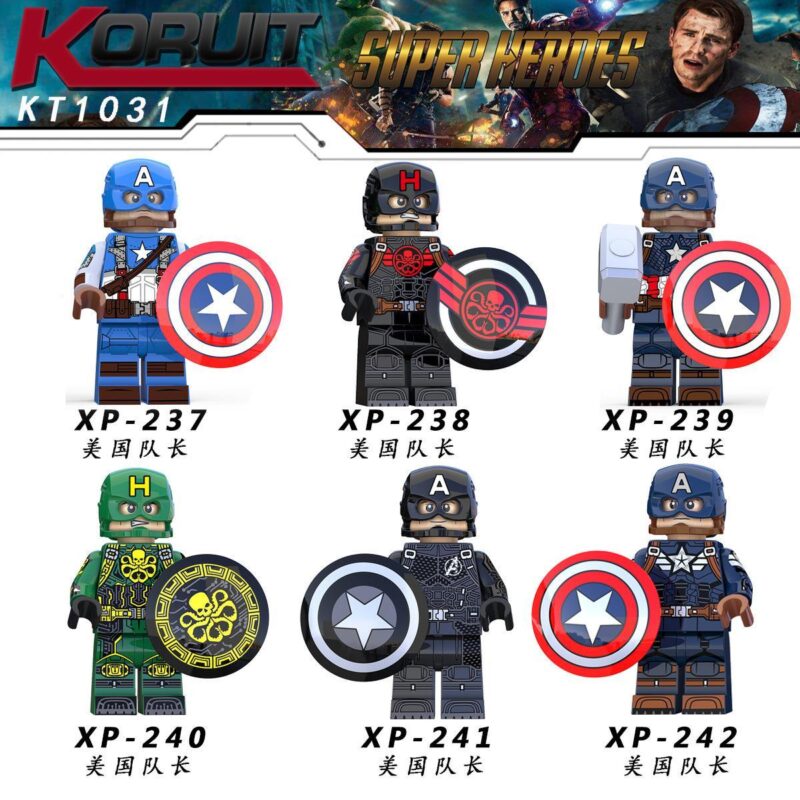 KORUIT XP-238 Bộ đồ chơi lắp ráp 6 Minifigure Captain America biến thể siêu anh hùng cho bé trai 6 tuổi giá tốt