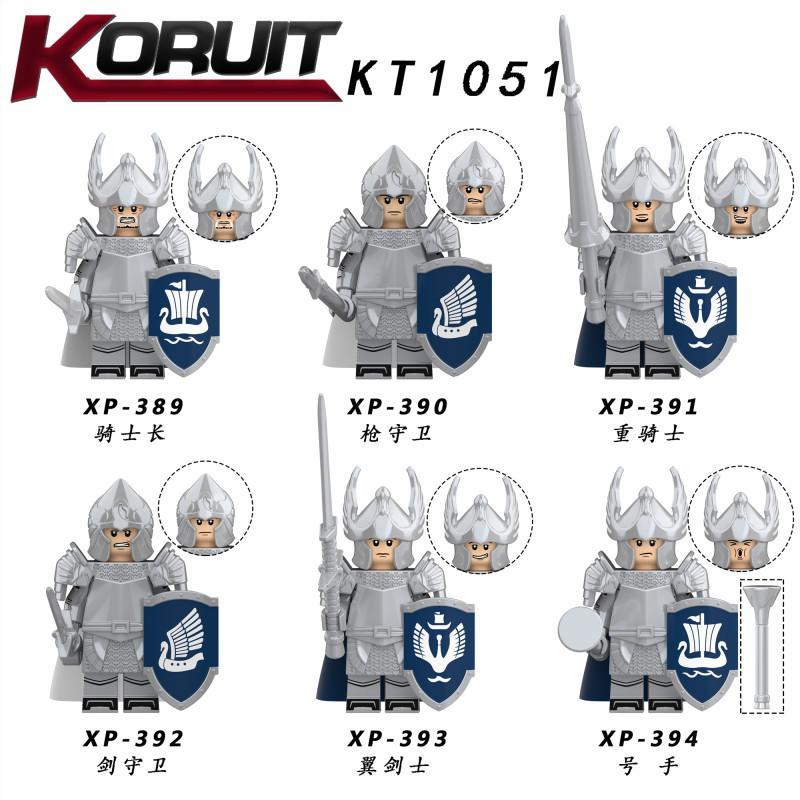 Hộp Bộ 6 Minifigure Kỵ Sĩ Thiên Nga Dol Amroth KORUIT XP-389, đồ chơi mô hình Kỵ Sĩ Gondor cho bé trai 8 tuổi giá tốt