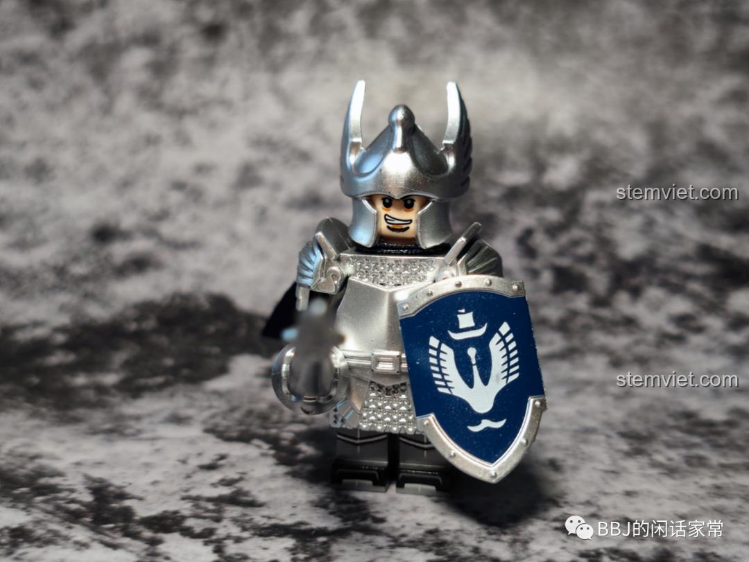 Minifigure Chiến Binh Thiên Nga KORUIT XP-389 với giáp bạc và khiên, đồ chơi mô hình Kỵ Sĩ Gondor cho bé trai 8 tuổi