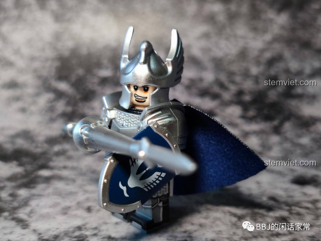 Minifigure Lính Gondor KORUIT XP-389 với giáp bạc và khiên, đồ chơi lắp ghép Kỵ Sĩ Gondor cho bé trai 8 tuổi