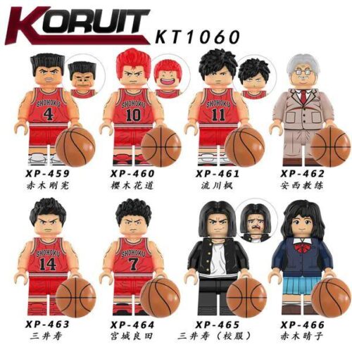 Bộ lắp ghép KORUIT XP-463 nhân vật Slam Dunk, Sakuragi Hanamichi, Rukawa Kaede, Mitsui Hisashi, Akagi Takenori, Miyagi Ryota, Sendoh Akira, Fujioka, Anzai Coach