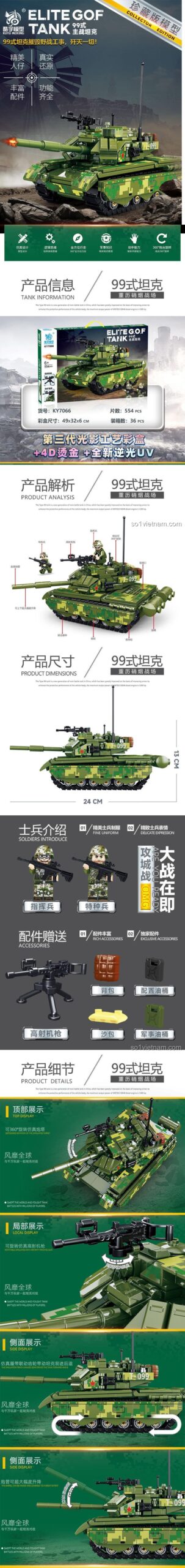 Đồ chơi lắp ráp KUYU MOXING KY7066 Xe Tăng Chủ Lực Kiểu 99, thông tin sản phẩm, kích thước 24x13cm, 554 mảnh ghép, có ảnh hộp, giá bình dân.