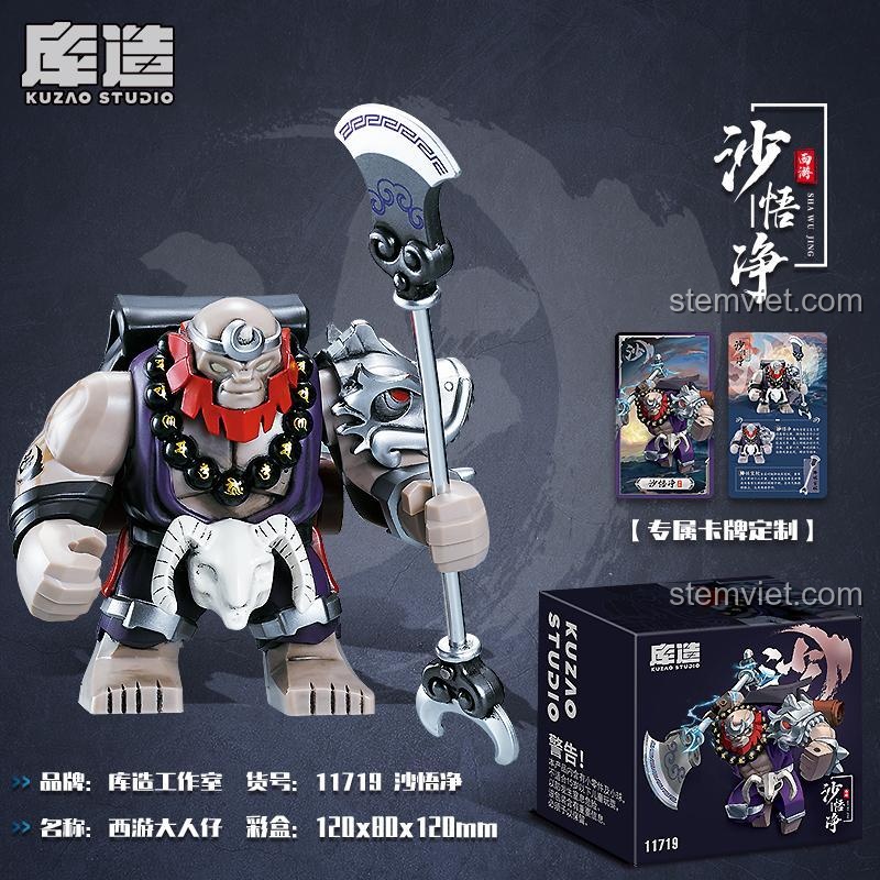 Mô hình Sa Ngộ Tịnh Tây Du Ký Kuzao 11719 và hộp sản phẩm, đồ chơi lắp ghép chi tiết cao cấp cho bé trai 15 tuổi