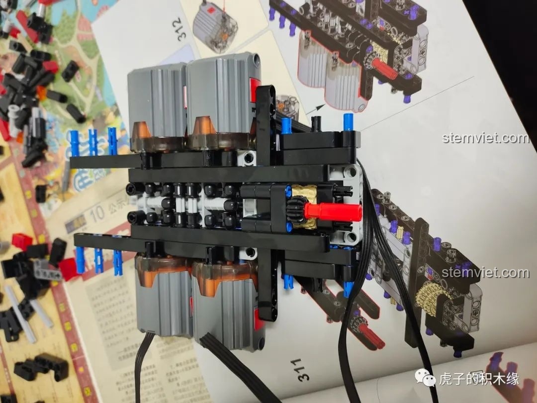 Chi tiết lắp đặt bộ vi sai với hướng ngược lại cho Mould King 19002.