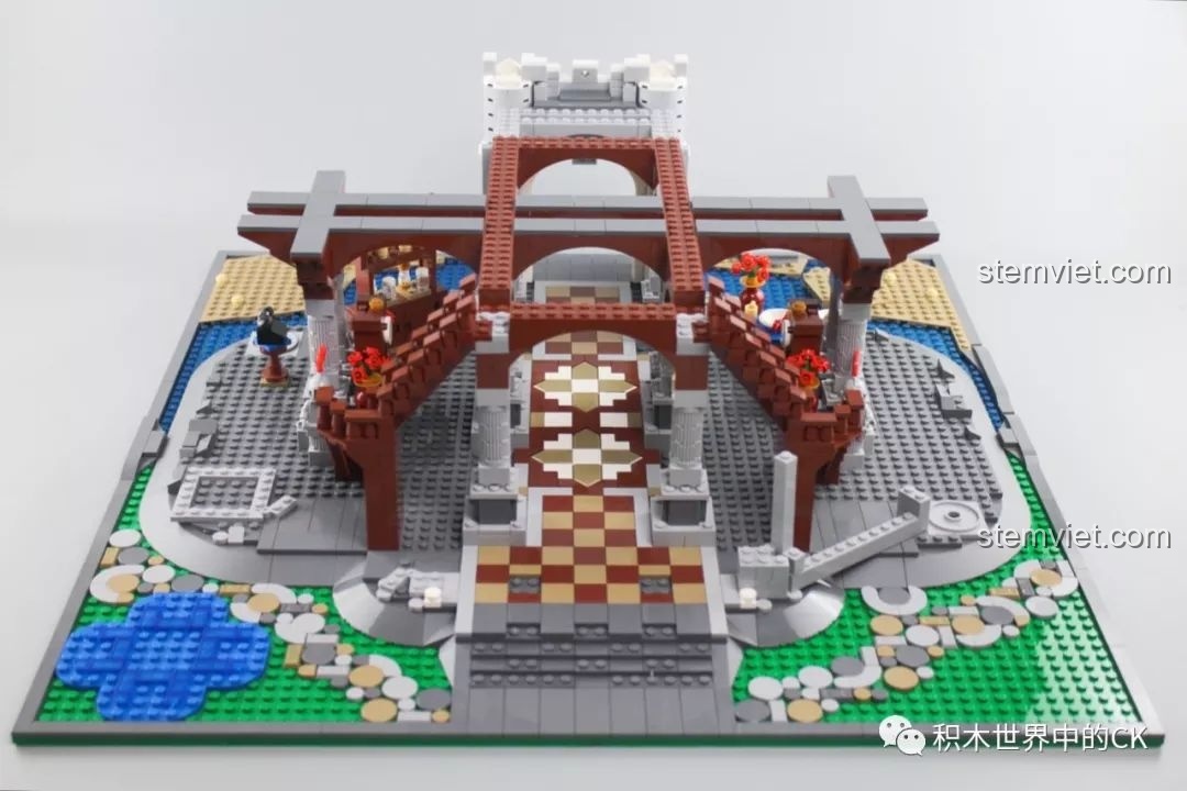 Lắp ráp cầu thang và lan can cho tầng lửng của mô hình Lâu đài Disney Mould King 13132.