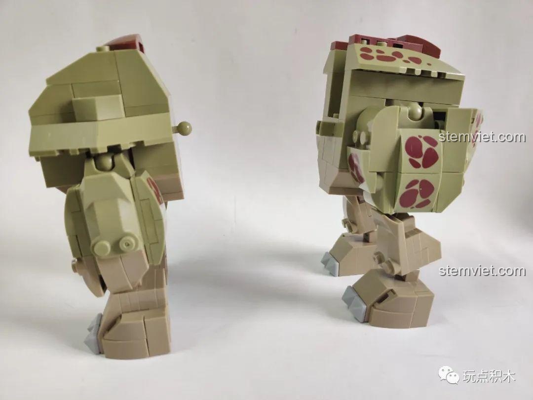 Quá trình lắp ráp phần chân và thân của mô hình khủng long ba sừng từ túi mảnh ghép số 1 của bộ WOMA C0451.