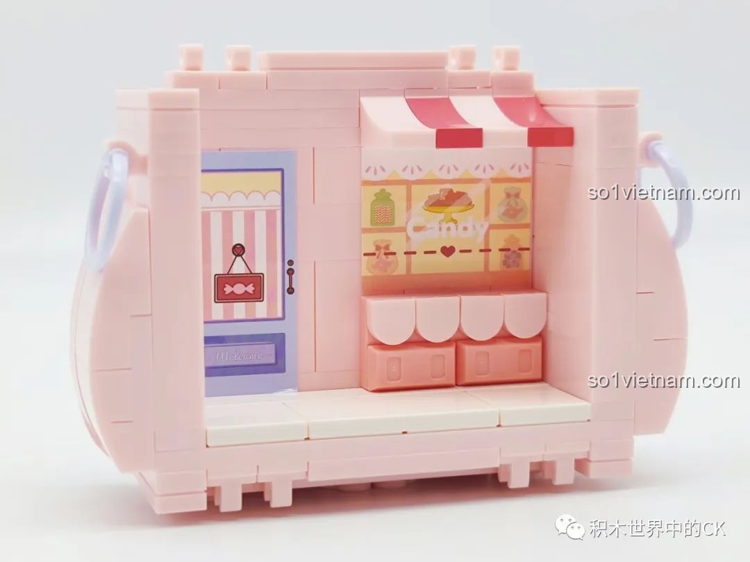 Quá trình lắp ráp mô hình cửa hàng kẹo ngọt từ bộ Wekki 516909, một món đồ chơi màu hồng cho bé gái.