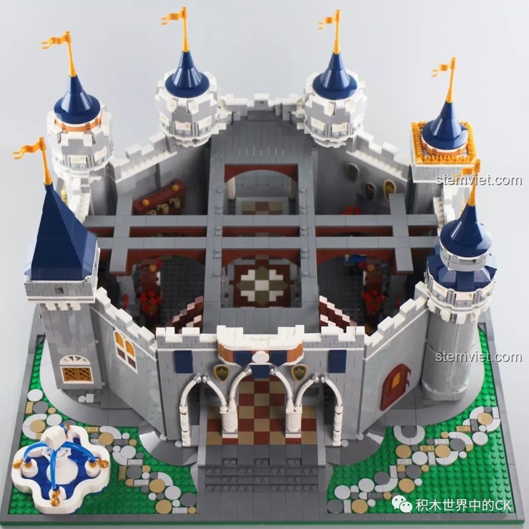 Lắp ráp thêm đài phun nước và hoàn thiện các tháp canh cho bộ lắp ráp Tòa lâu đài nguy nga Mould King.