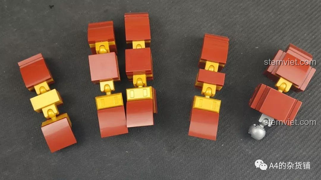 Các bộ phận để lắp ráp 5 ngón tay cho Găng Tay Vô Cực SY1400, mỗi ngón đều có các khớp nối để cử động.