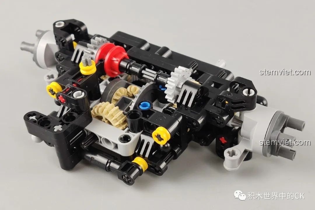 Quá trình lắp ráp cụm vi sai và hộp số phức tạp của mô hình Jeep Rubicon Mould King 13124.