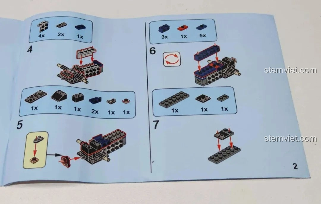 Trang hướng dẫn lắp ráp bộ MJ Technology 13014, hiển thị các bước lắp ráp chi tiết cho xe đua F1.
