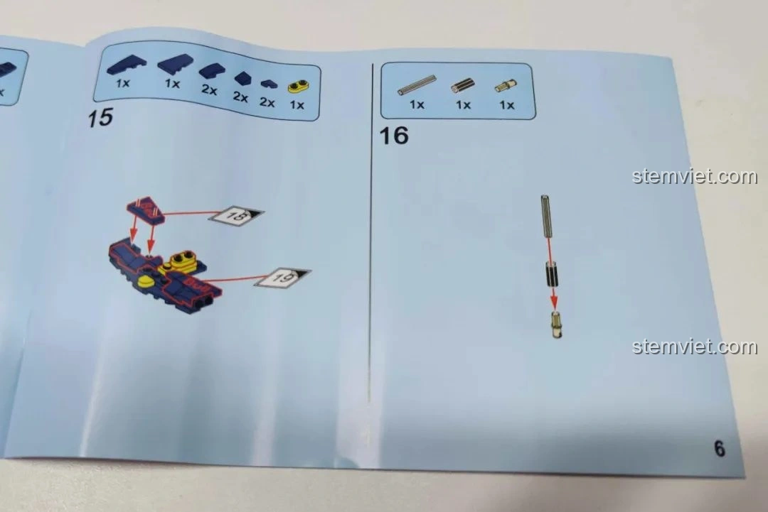 Trang hướng dẫn lắp ráp bộ MJ Technology 13014, hiển thị các bước lắp ráp chi tiết cho xe đua F1.