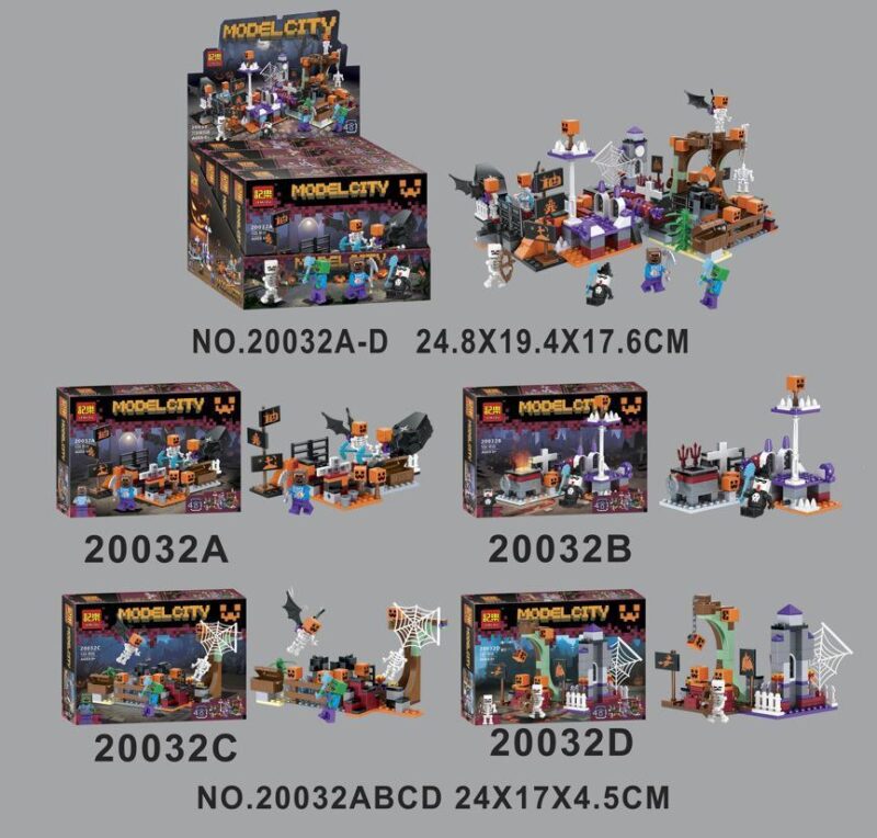 Bộ lắp ghép LARI 20032C Mô hình Model City Halloween cho bé trai 6 tuổi, giá rẻ, tương thích LEGO®, tái hiện cảnh Halloween ma quái với nhân vật Minecraft.