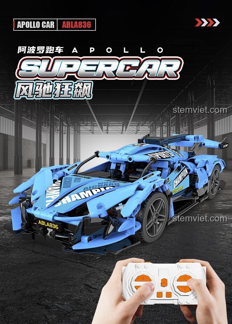 Đồ chơi lắp ráp Le Ga Zhi 8808, siêu xe Apollo IE với thiết kế mạnh mẽ, điều khiển từ xa, dành cho bé trai 6 tuổi, giá tốt.
