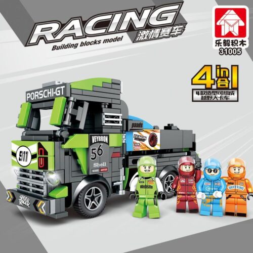 乐毅积木 31005A Bộ lắp ghép Xe địa hình 越野大卡车 Tốc độ Kinh Hoàng 4 mẫu lắp được