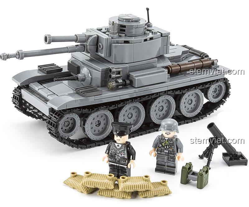 Xe tăng chiến đấu 38T 乐毅积木 66005 cùng minifigure và pháo